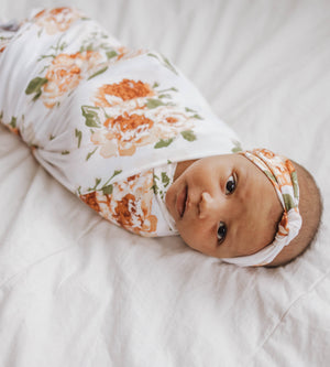 Knit Jersey Swaddle Baby Blanket | Persimmon - LITTLEMISSDESSA