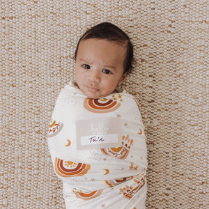 Knit Jersey Swaddle Baby Blanket | Love & Light Rainbow - LITTLEMISSDESSA