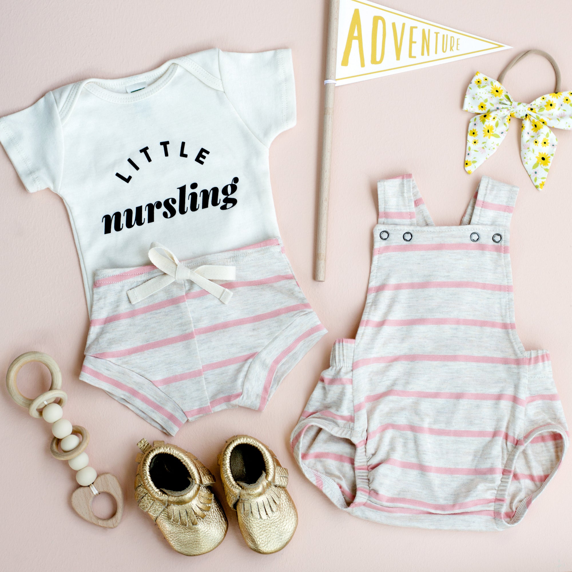 The Perfect Baby Outfit: Sunflowers & Blush Stripe, Oh My!