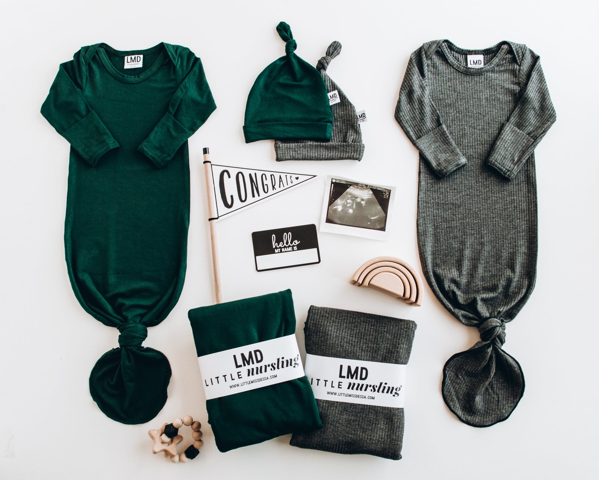 Modern Baby Essentials | Hunter Green & Charcoal Grey Collection