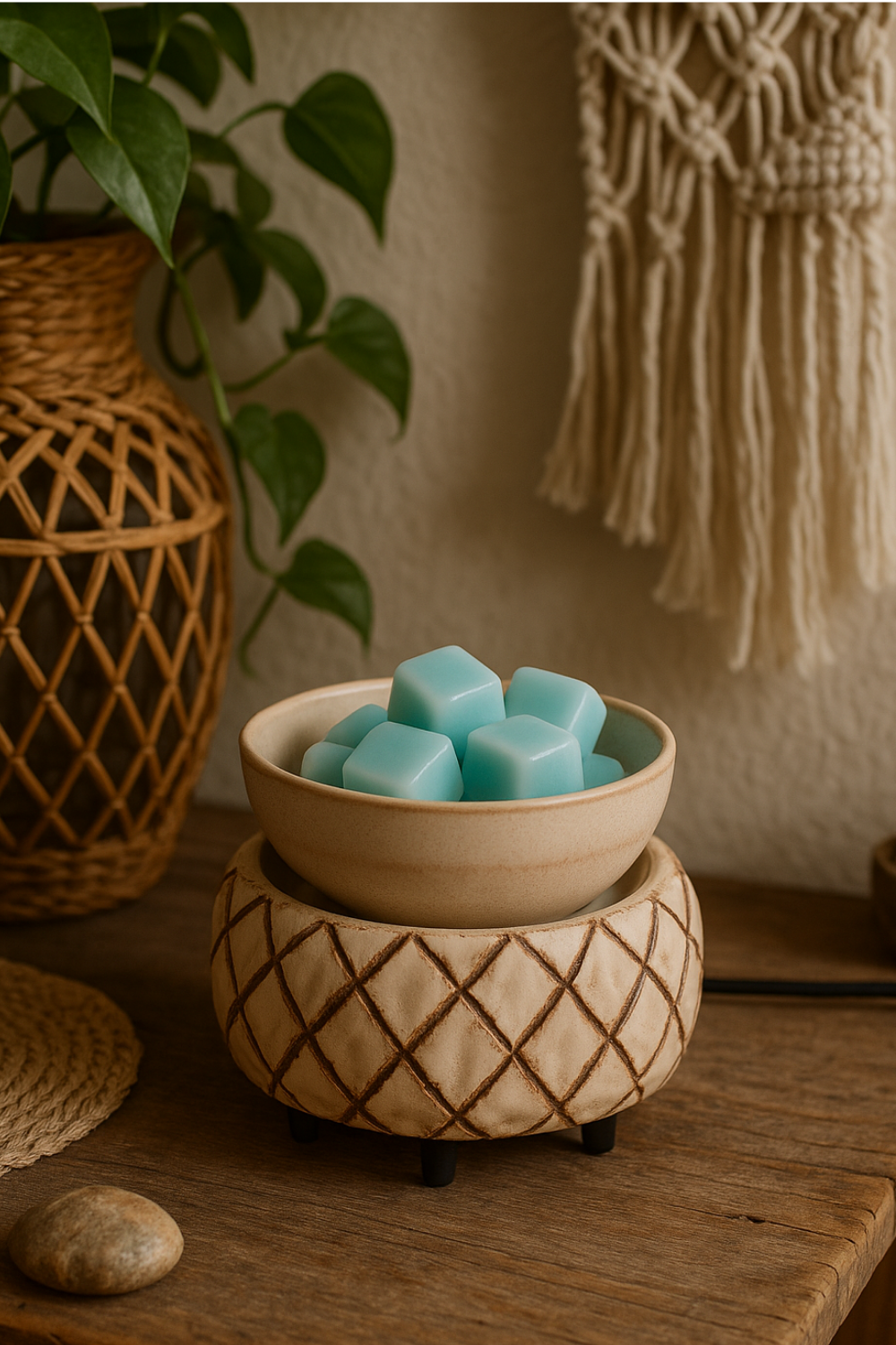 Woven Light 2-In-1 Deluxe Wax Melt Candle Warmer - Love More Divinely