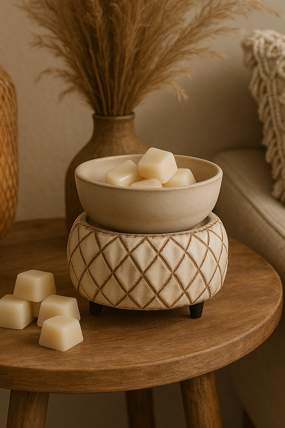 Woven Light 2-In-1 Deluxe Wax Melt Candle Warmer - Love More Divinely