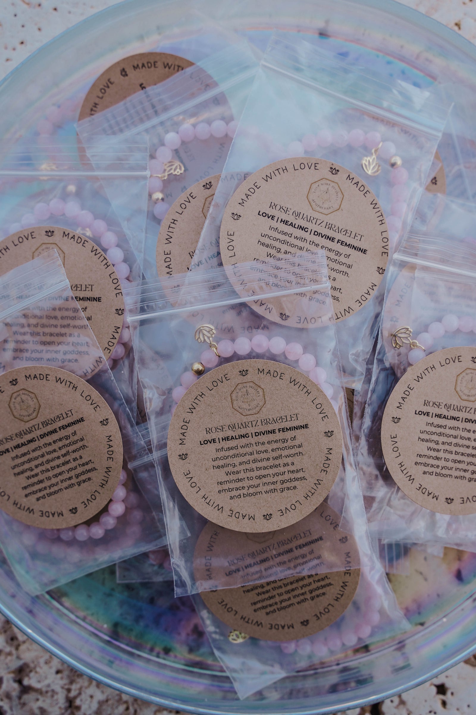 Rose Quartz Crystal Lotus Bracelet - Love More Divinely