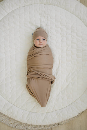 Knit Jersey Swaddle Baby Blanket | Sahara - LITTLEMISSDESSA