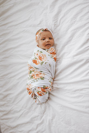 Knit Jersey Swaddle Baby Blanket | Persimmon - LITTLEMISSDESSA