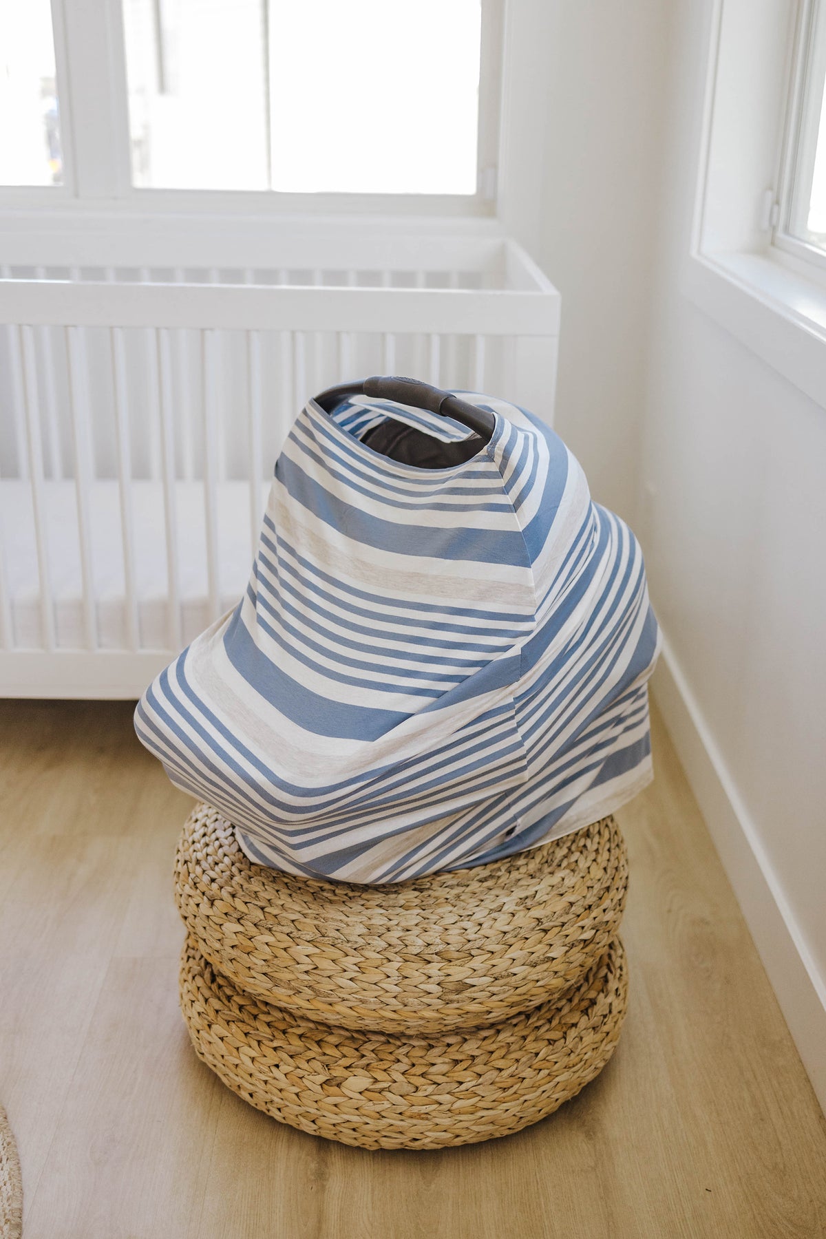 Multi-Use Cover | Steel Blue, Ivory & Oatmeal Stripe - LITTLEMISSDESSA