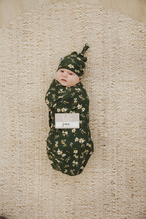 Newborn Baby Knotted Hat | Hunter Green Cosmo Rib - LITTLEMISSDESSA