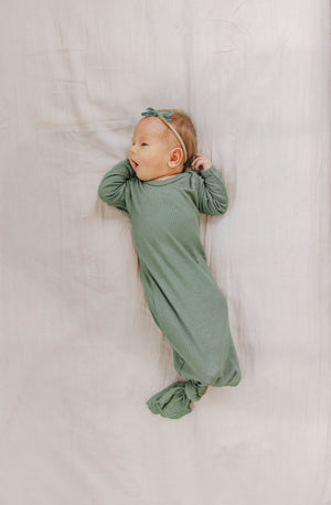 Knotted Gown | Agate Green Rib - LITTLEMISSDESSA