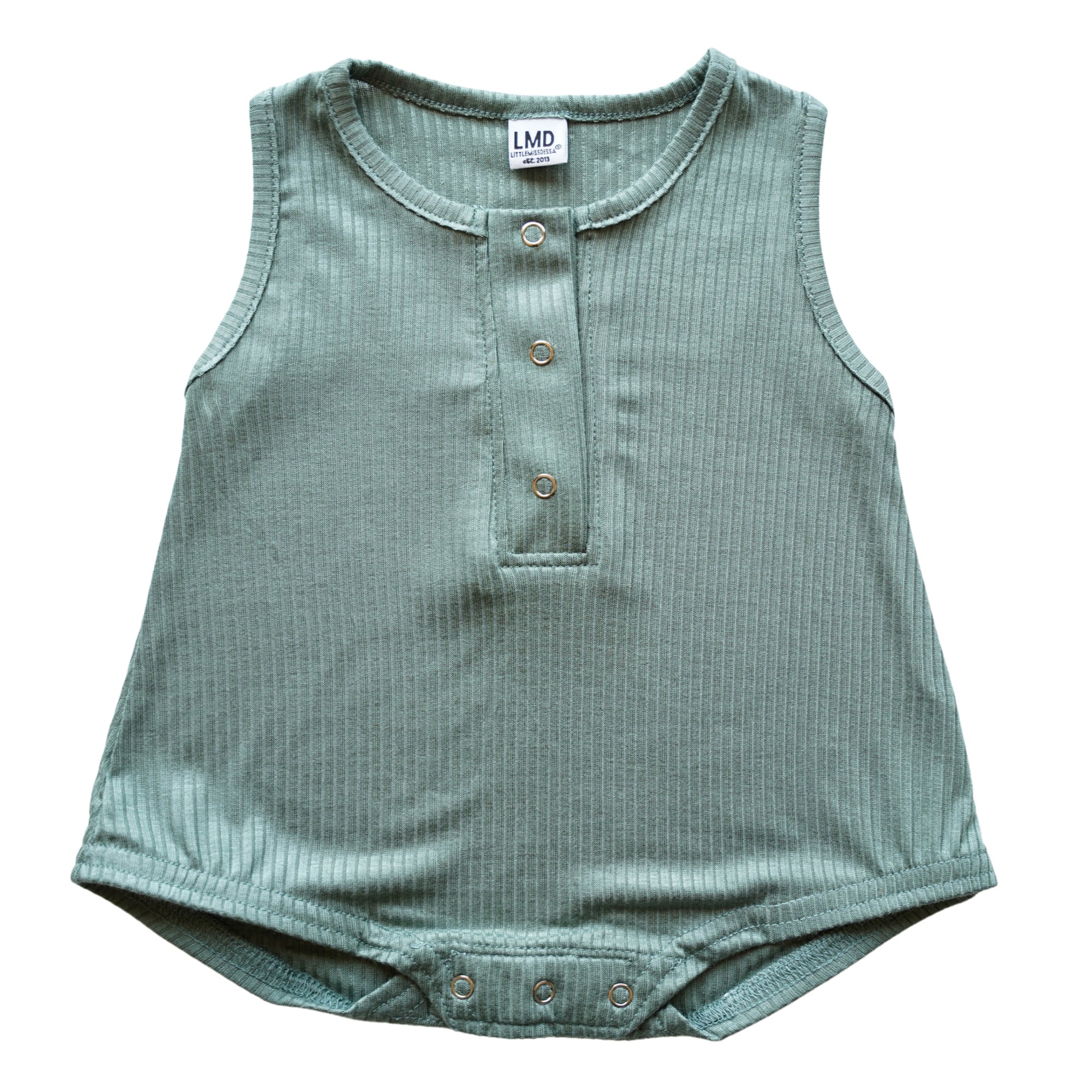 Cozy Romper | Agate Green Rib - LITTLEMISSDESSA