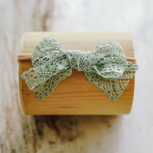 Aquamarine Lace Bow - LITTLEMISSDESSA