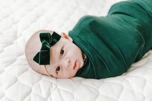 Emerald Green Velvet Bow - LITTLEMISSDESSA