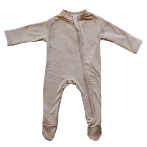 Cozy Zipper Footie Sleeper | Barely Beige - LITTLEMISSDESSA