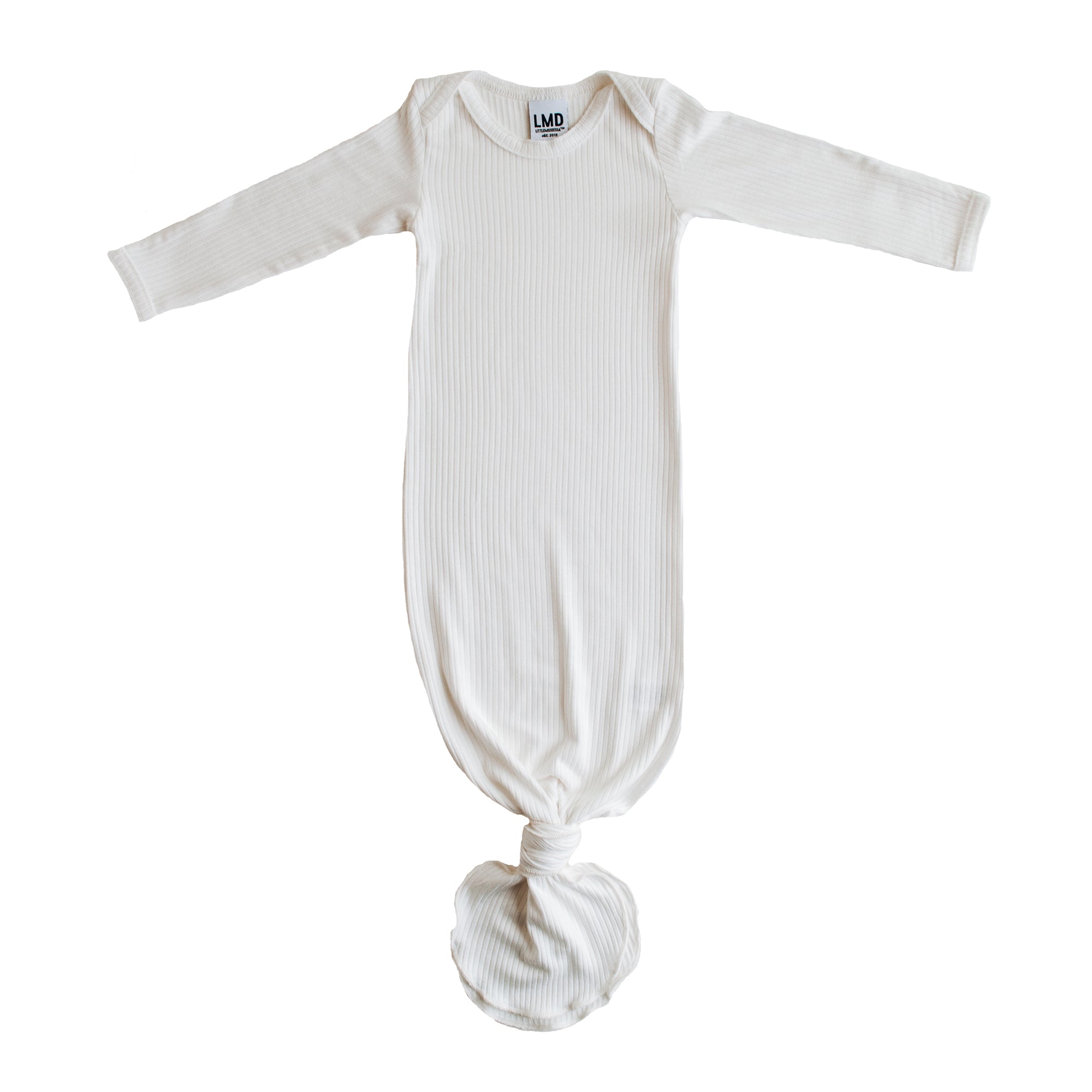 Knotted Gown | Blanc White Rib - LITTLEMISSDESSA