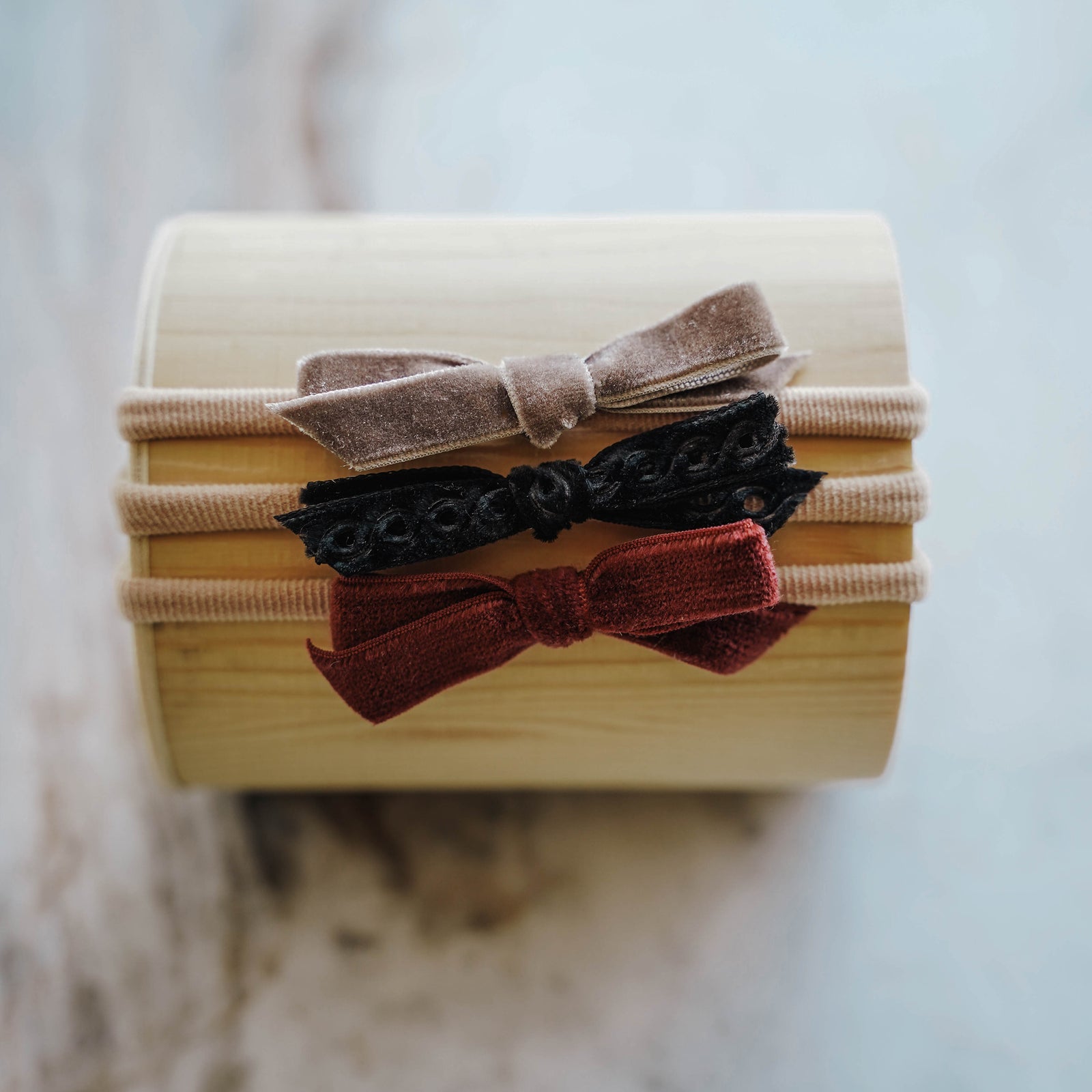 Dainty Bow Headband Set | Bohemian Rosewood - LITTLEMISSDESSA