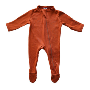 Cozy Zipper Footie Sleeper | Burnt Sienna - LITTLEMISSDESSA