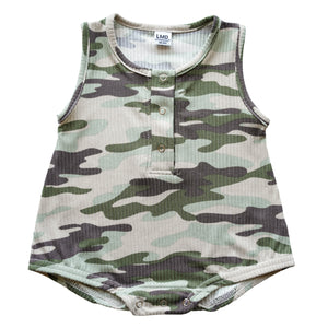 Cozy Romper | Camo Rib - LITTLEMISSDESSA