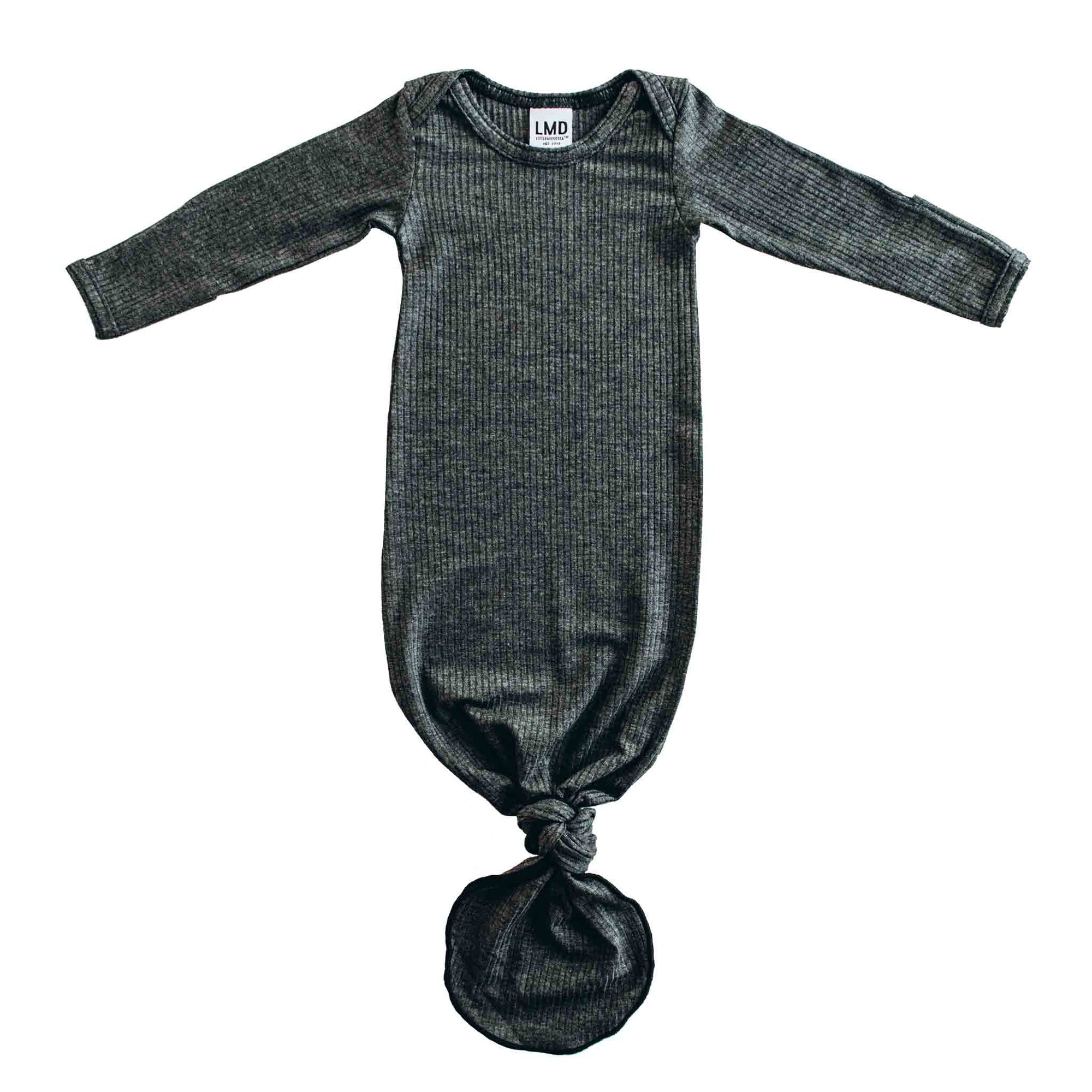 Knotted Gown | Charcoal Grey Rib - LITTLEMISSDESSA
