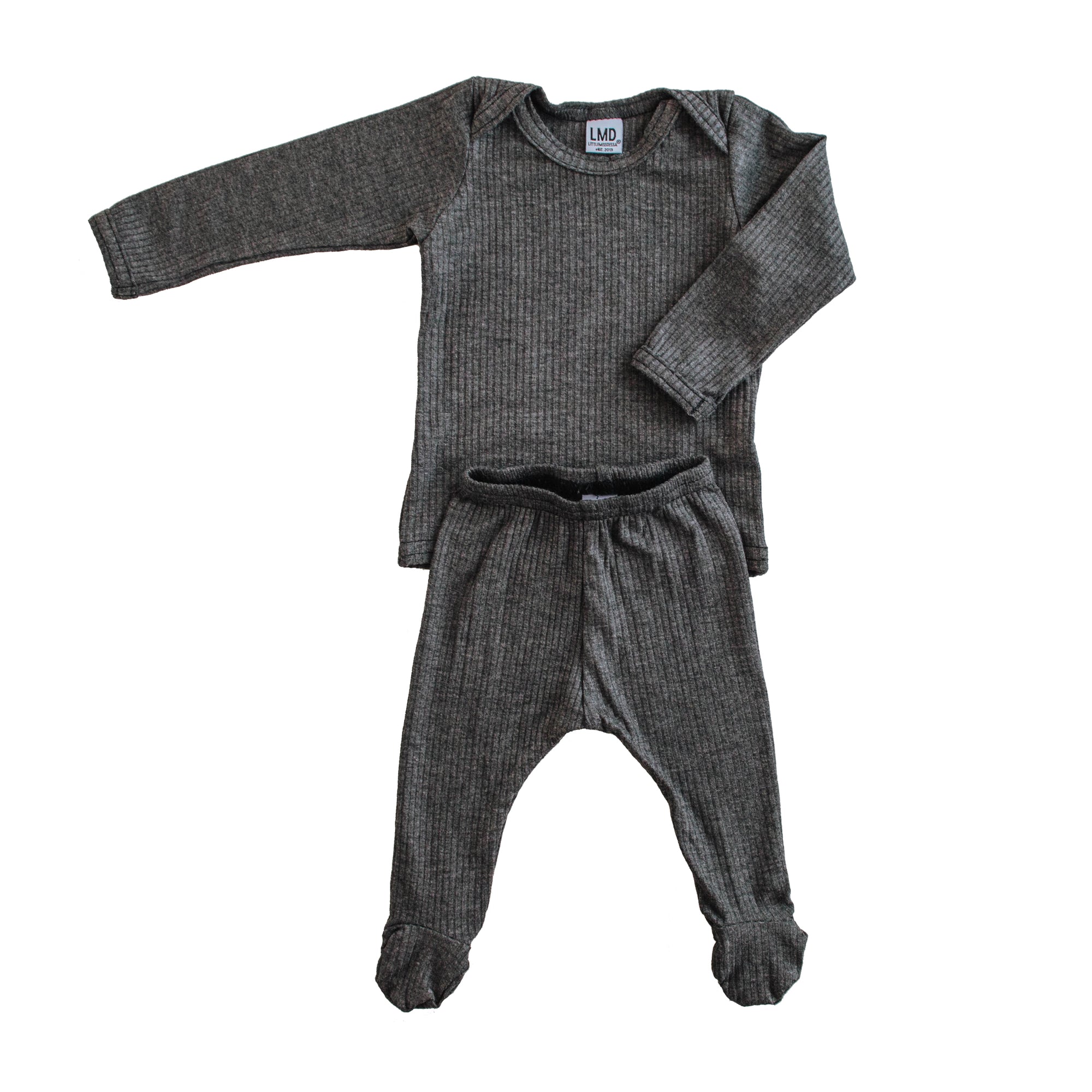 Snuggle Set | Charcoal Grey Rib - LITTLEMISSDESSA