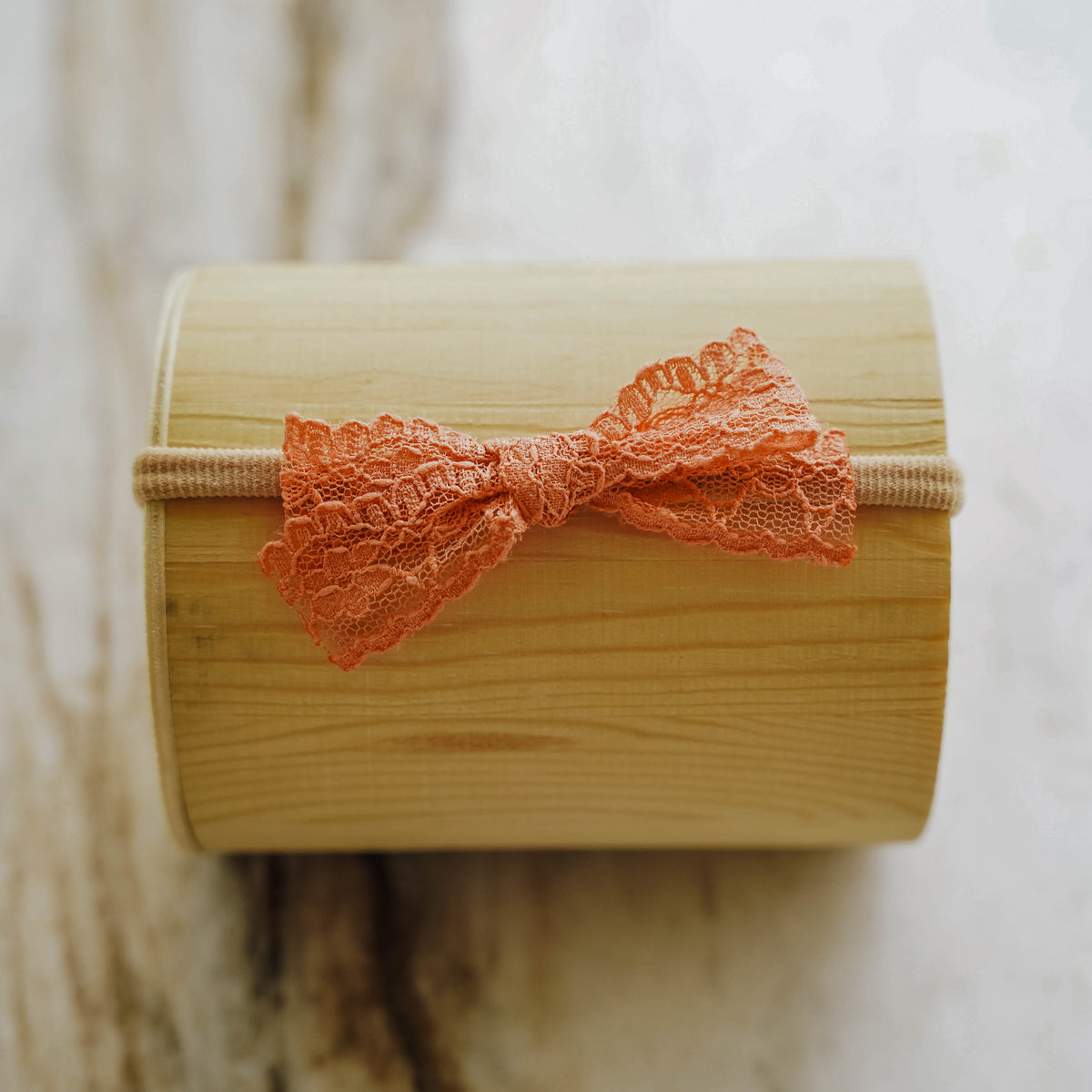 Coral Lace Bow - LITTLEMISSDESSA