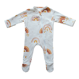 Cozy Zipper Footie Sleeper | Love & Light Rainbow - LITTLEMISSDESSA