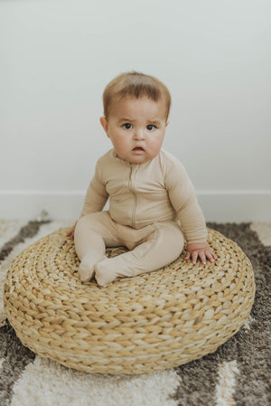 Cozy Zipper Footie Sleeper | Barely Beige - LITTLEMISSDESSA