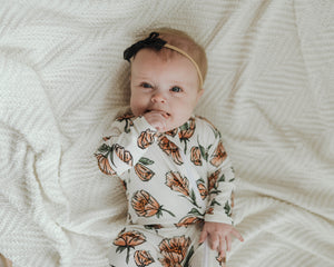 Cozy Zipper Footie Sleeper | Vanilla Poppy - LITTLEMISSDESSA