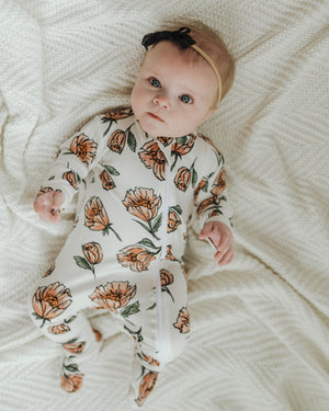 Cozy Zipper Footie Sleeper | Vanilla Poppy - LITTLEMISSDESSA