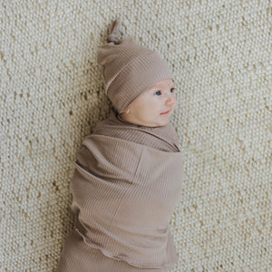 Jersey Swaddle Baby Blanket | Mocha Rib - LITTLEMISSDESSA