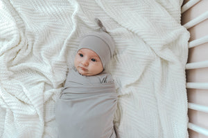 Newborn Baby Knotted Hat | Pebble Grey - LITTLEMISSDESSA