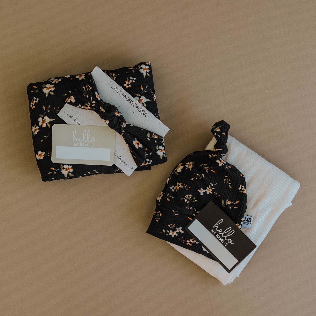 Newborn Baby Knotted Hat | Black Cosmo Rib - LITTLEMISSDESSA