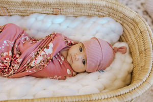 Newborn Baby Knotted Hat | Rose Gold Rib - LITTLEMISSDESSA