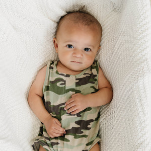 Cozy Romper | Camo Rib - LITTLEMISSDESSA