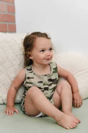 Cozy Romper | Camo Rib - LITTLEMISSDESSA