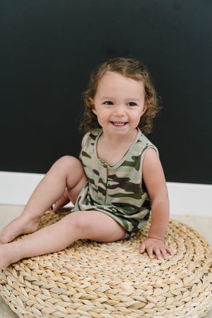 Cozy Romper | Camo Rib - LITTLEMISSDESSA