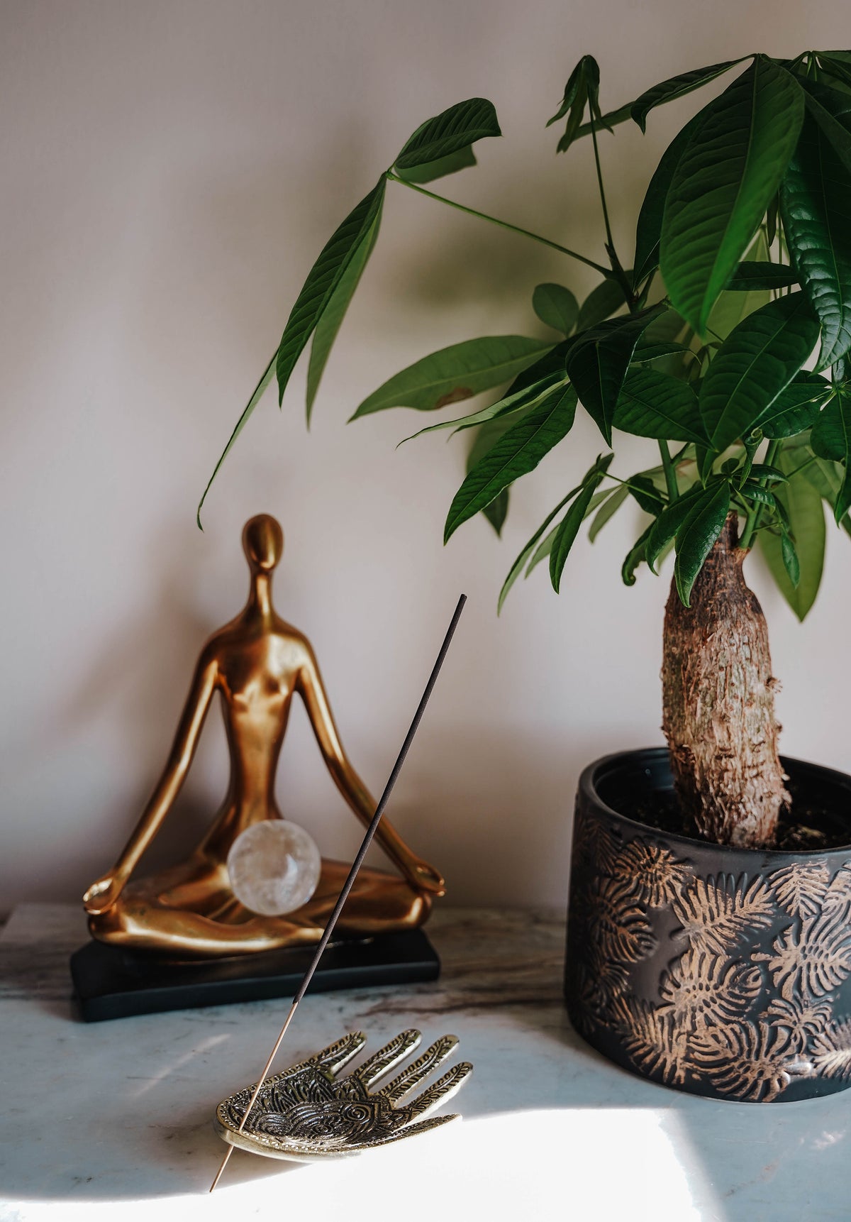 Buddha Floral Motif Metal Hand - LITTLEMISSDESSA