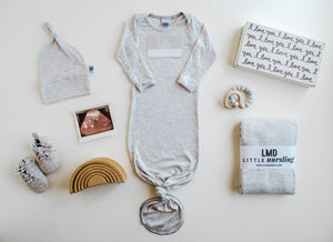 Knotted Gown | Marble Grey Rib - LITTLEMISSDESSA