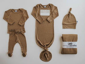 Knotted Gown | Dark Camel Rib - LITTLEMISSDESSA