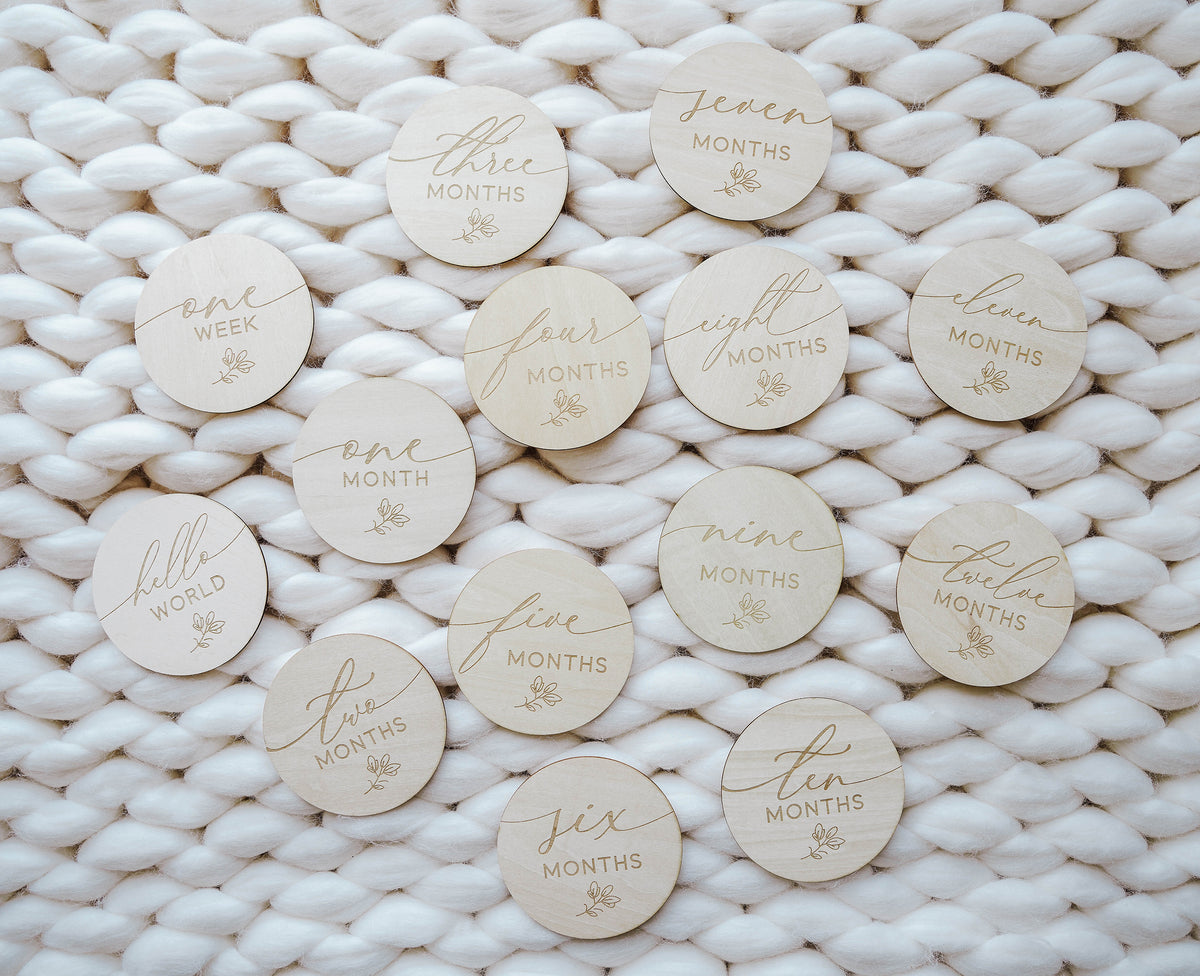 Hello World Dainty Floral Monthly Milestone Disc Set - LITTLEMISSDESSA