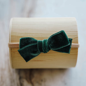 Emerald Green Velvet Bow - LITTLEMISSDESSA