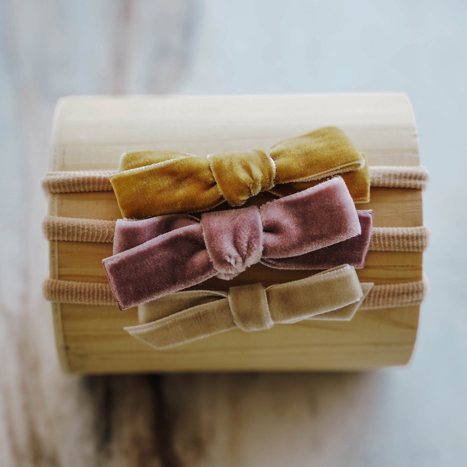 Multi Size Velvet Bow Headband Set | English Rose - LITTLEMISSDESSA