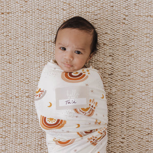 Knit Jersey Swaddle Baby Blanket | Love & Light Rainbow - LITTLEMISSDESSA