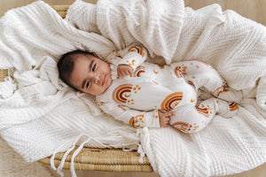 Cozy Zipper Footie Sleeper | Love & Light Rainbow - LITTLEMISSDESSA