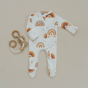 Cozy Zipper Footie Sleeper | Love & Light Rainbow - LITTLEMISSDESSA