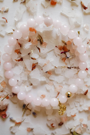 Rose Quartz Crystal Lotus Bracelet - LITTLEMISSDESSA