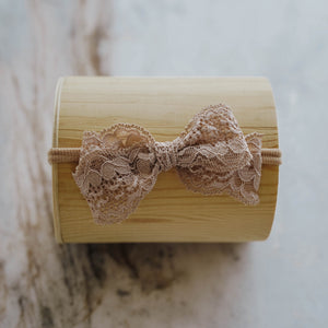 Mocha Lace Bow - LITTLEMISSDESSA