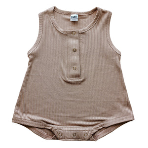 Cozy Romper | Mocha Rib - LITTLEMISSDESSA
