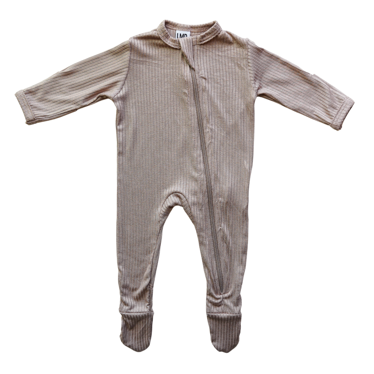Cozy Zipper Footie Sleeper | Mocha Rib - LITTLEMISSDESSA