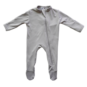 Cozy Zipper Footie Sleeper | Pebble Grey - LITTLEMISSDESSA