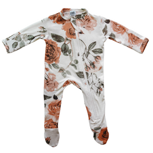 Cozy Zipper Footie Sleeper | Rose Garden - LITTLEMISSDESSA