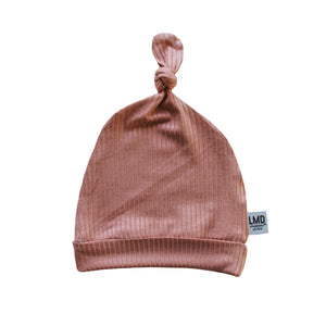 Newborn Baby Knotted Hat | Rose Gold Rib - LITTLEMISSDESSA